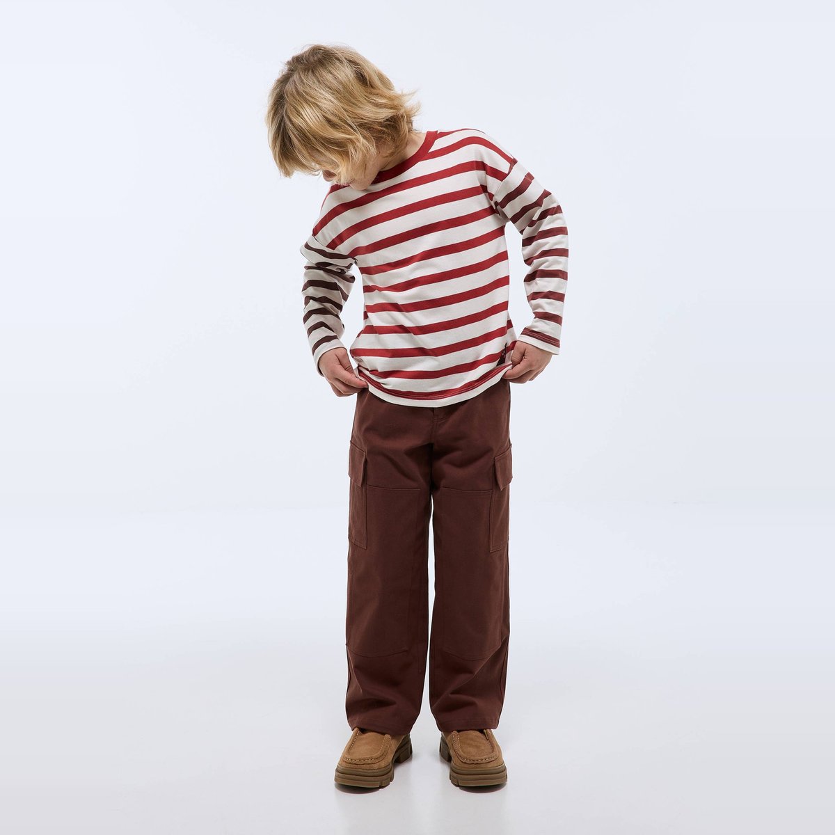 Pantalon cargo large contient du coton bison, MONOPRIX