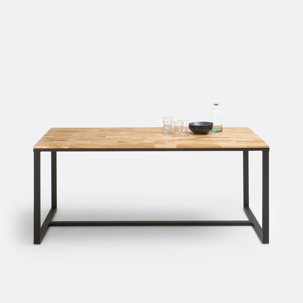 Table à manger, en chêne et métal acier, 8 couverts, HIBA naturel, LA REDOUTE INTERIEURS