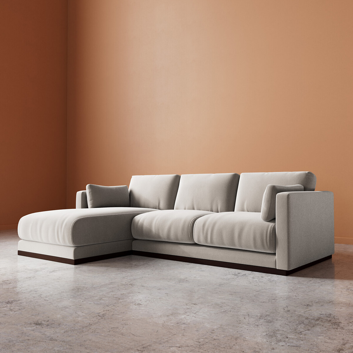 Alesund Crushed Velvet Corner Chaise Sofa ecru , SWOON