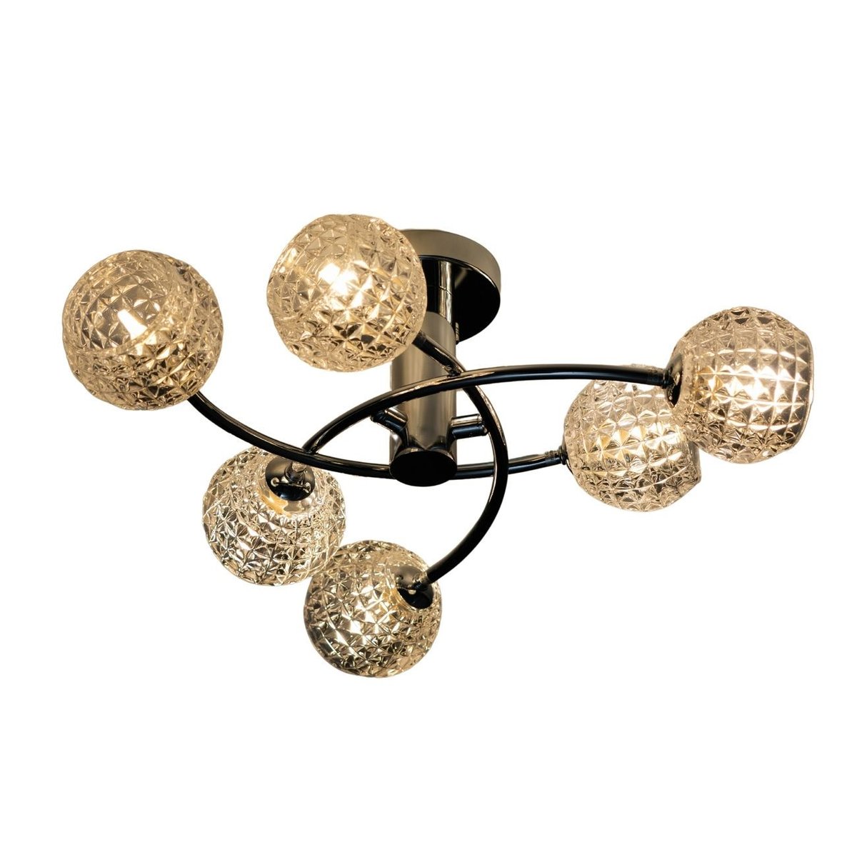 Plafonnier 6 sphères verre design - SALVATI argenté / chromé, KOSILUM