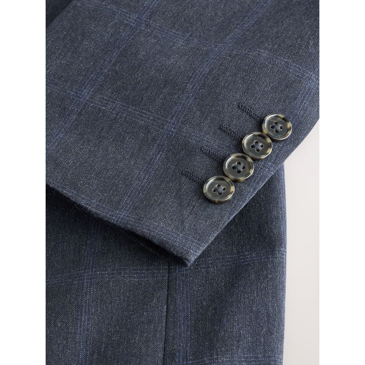 Veste de costume standard en coton à carreaux bleu marine, NEXT