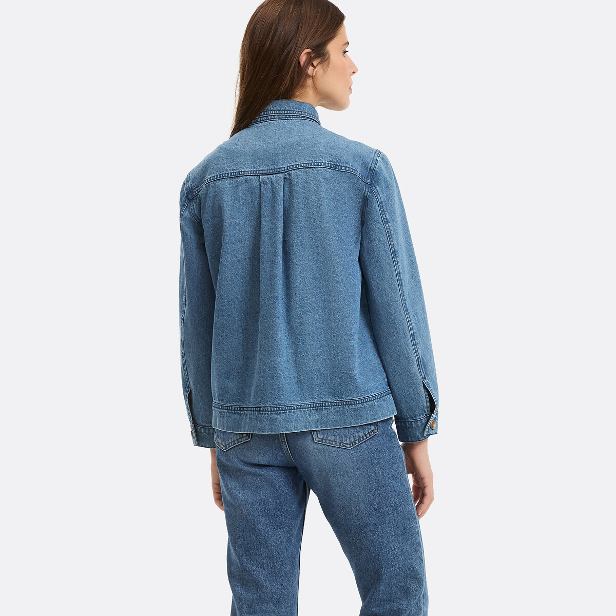 Veste droite en denim, Signature LEONY bleu stone, LA REDOUTE COLLECTIONS