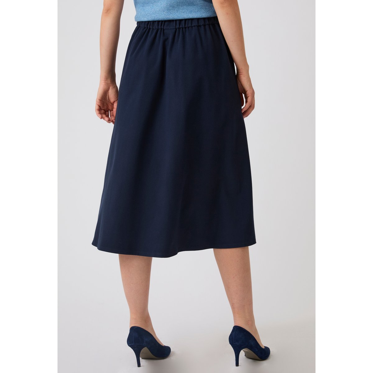 Jupe en flanelle forme évasée bleu marine, DAMART
