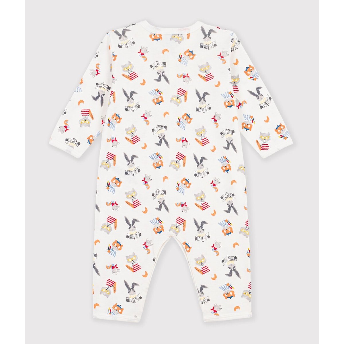 Pyjama en coton, imprimé animaux imprimé fond blanc, PETIT BATEAU