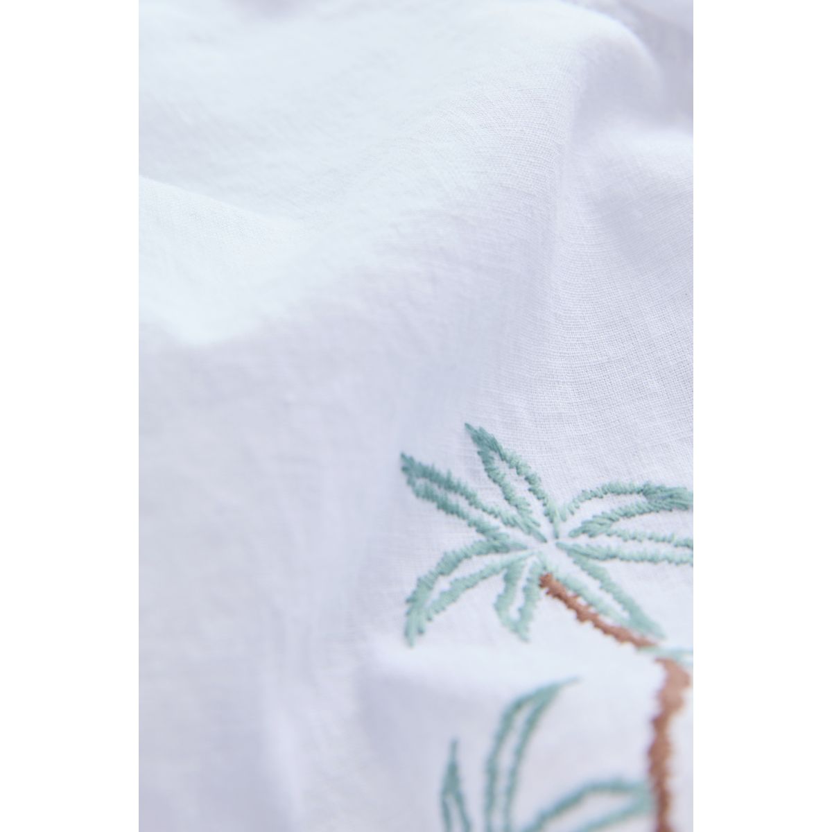 Chemise brodée à manches courtes 100 % coton palmier blanc, NEXT