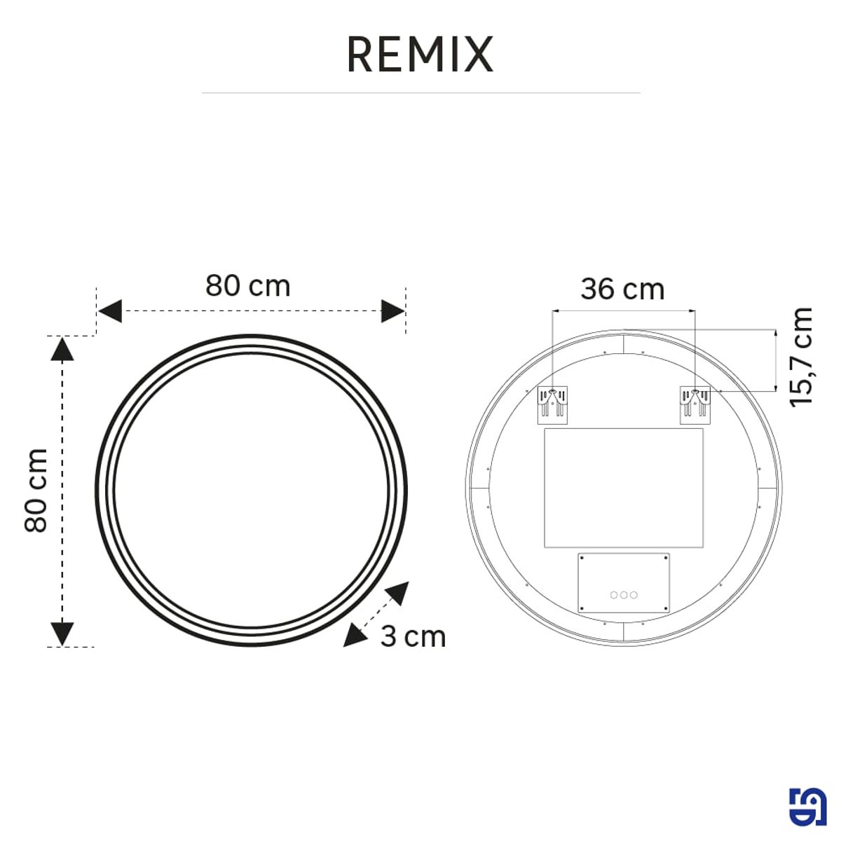 Miroir LED, REMIX gris, SENSEA