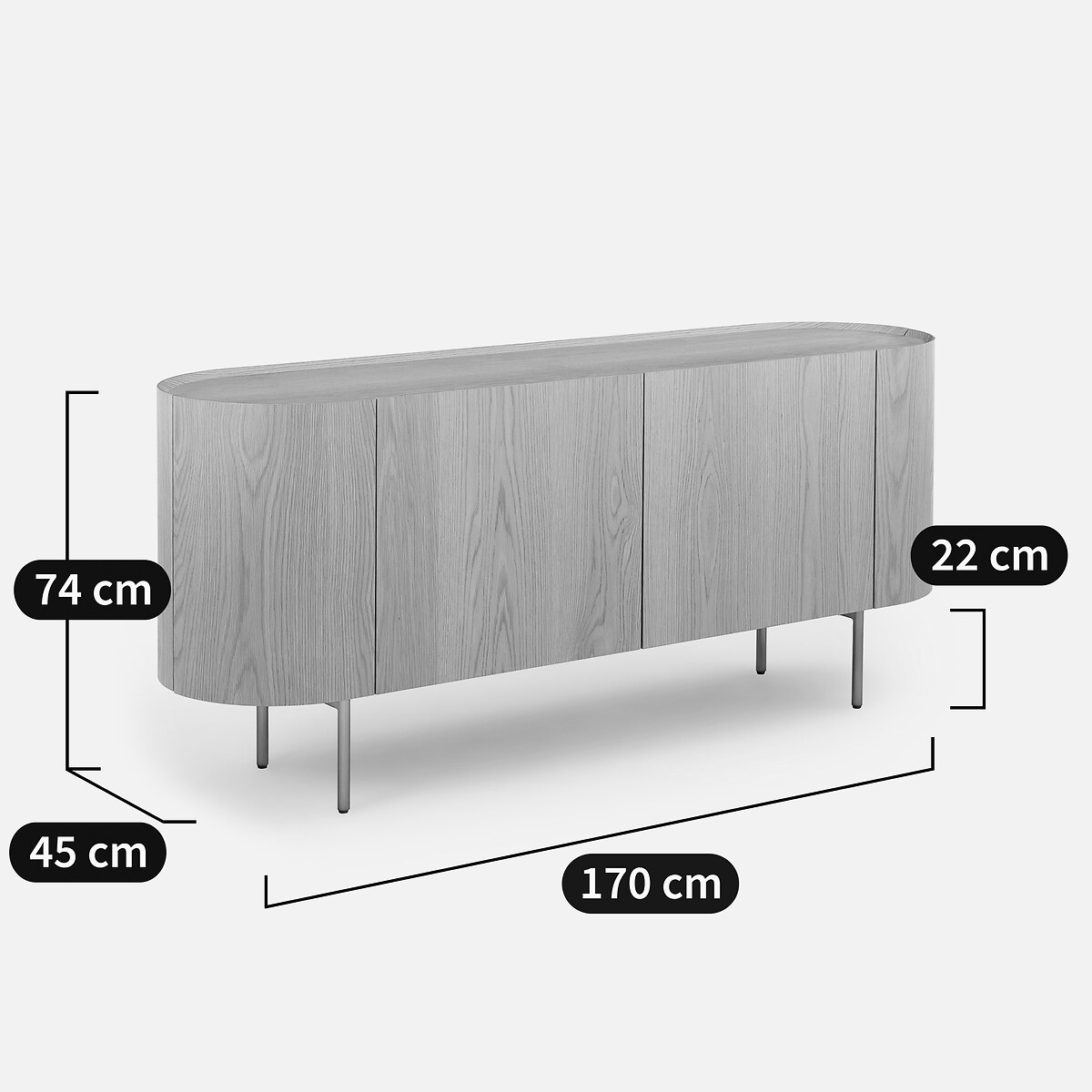 Buffet enfilade, en plaqué chêne, ASLEN chêne naturel, AM.PM