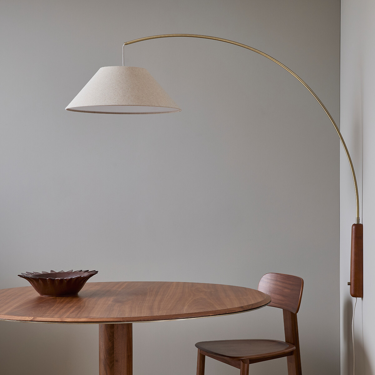 Nestwood Articulated Wall Light in Stained Oak and Linen walnut, AM.PM