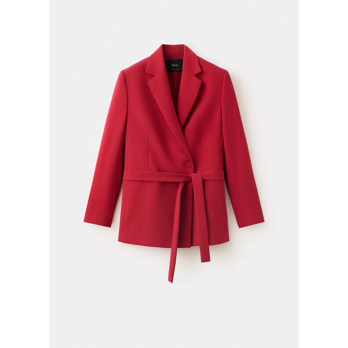 Blazer de costume croisé avec ceinture rouge, MANGO
