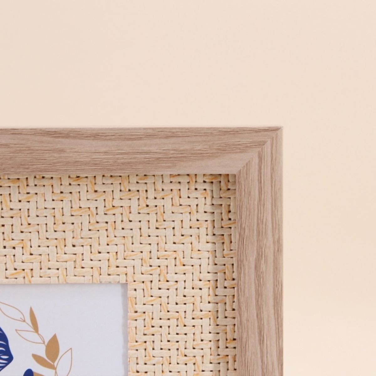Porte photo en rotin 22x22cm beige, ORNAMI