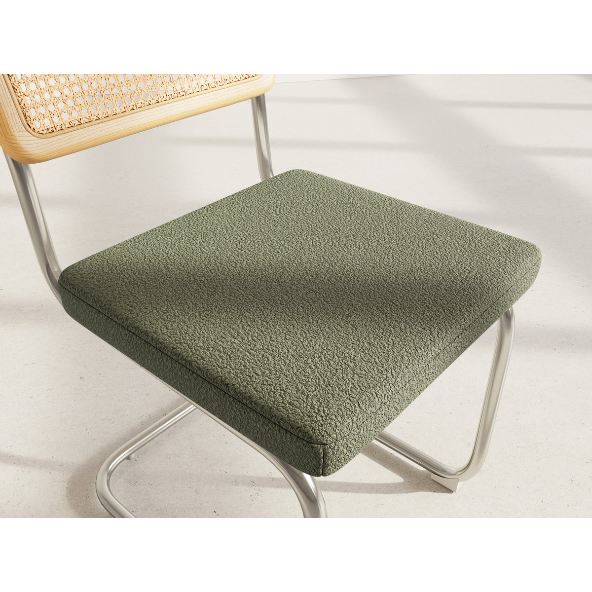 Lot de 2 chaises en tissu bouclette, DAMIANO vert kaki, BEST MOBILIER