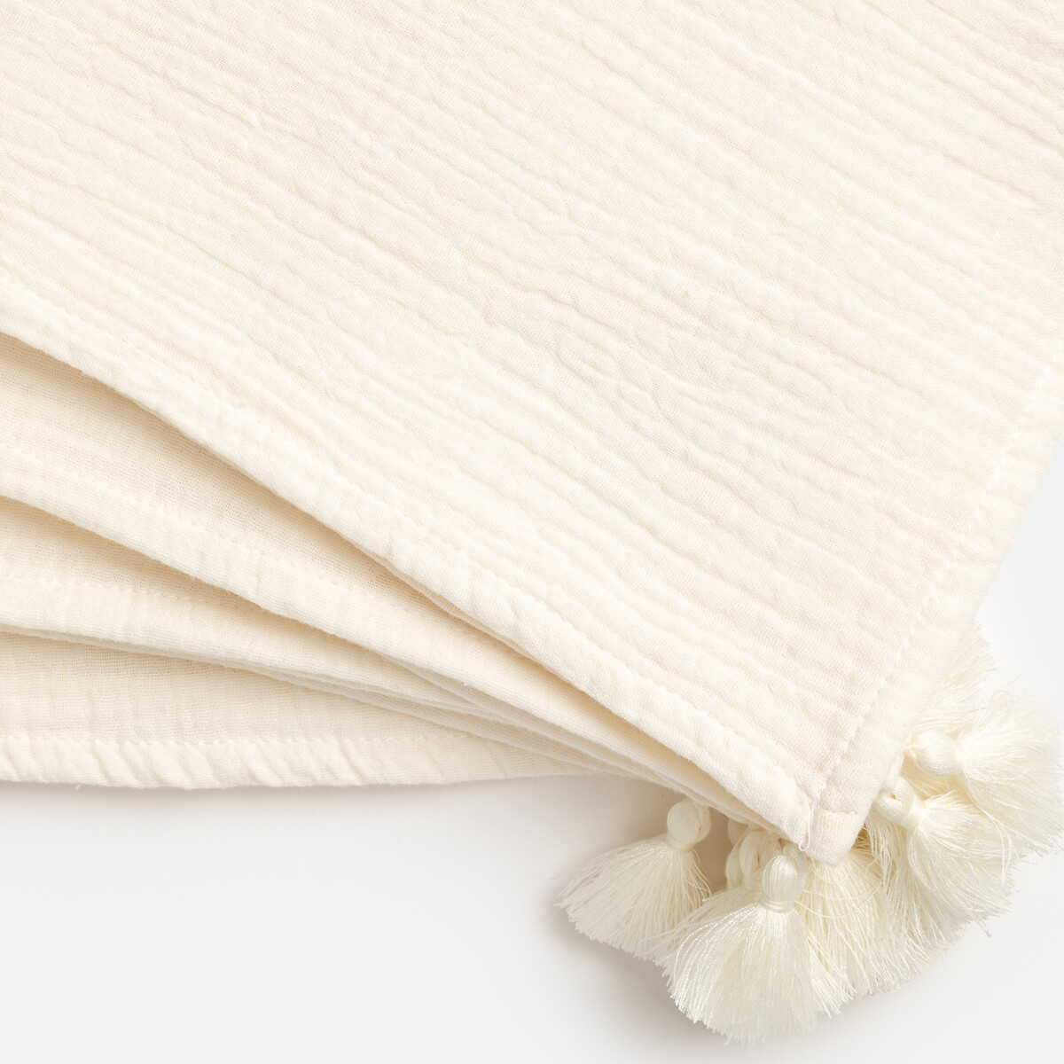 Lot de 4 serviettes de table gaze de coton, Kumla ecru, LA REDOUTE INTERIEURS