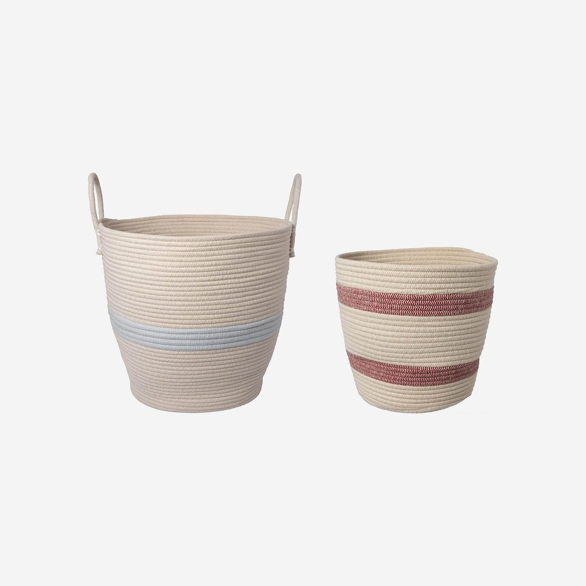 Panier coton AURIANE bleu ciel, beige, multicolore, HABITAT