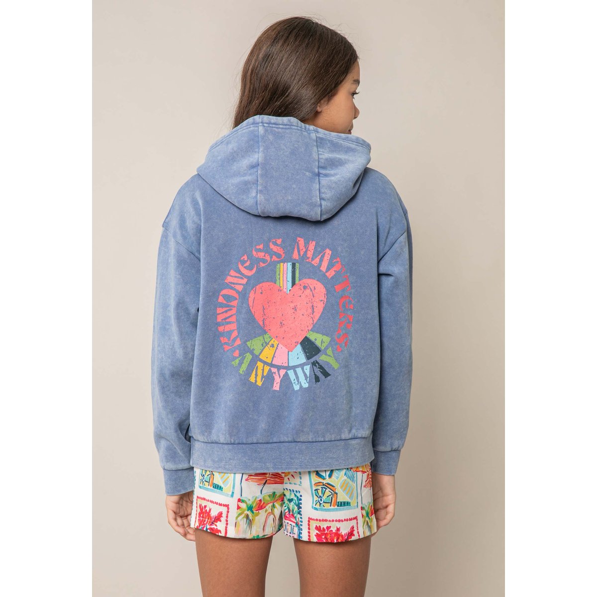 Sweat fille en coton ORENA steel blue, DEELUXE