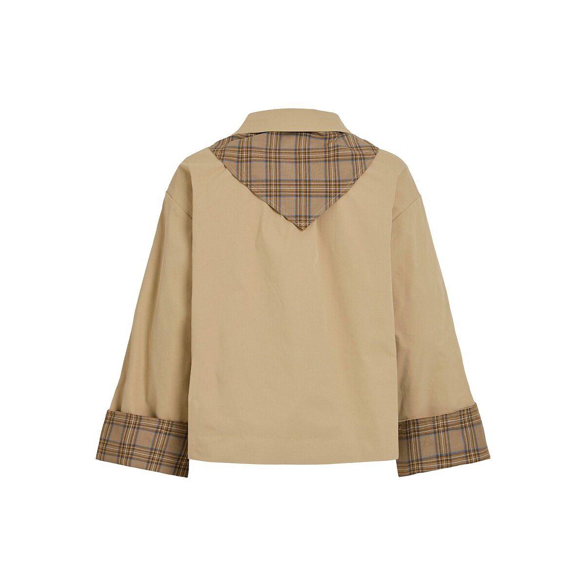 Trench court bi-matière avec nœud beige, VILA