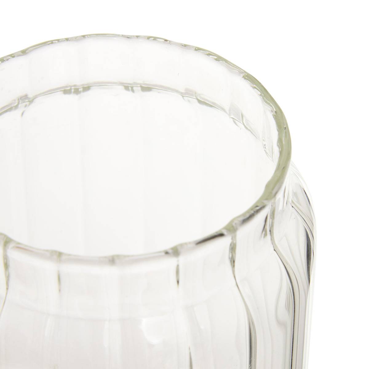 Bocal cuisine en verre borosilicate strié couvercle acacia 1L HARMONY transparent, 5FIVE SIMPLY SMART