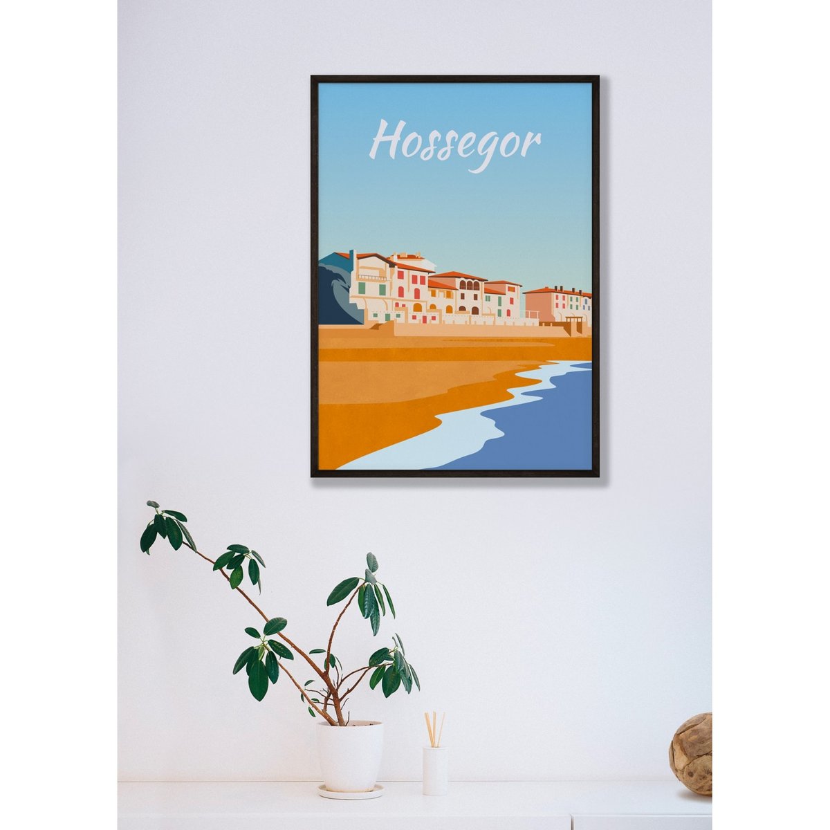 Affiche ville Hossegor blanc, L'AFFICHERIE
