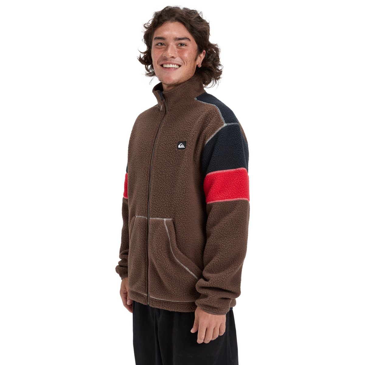 Polaire zippée CLEAN COAST BLOCK marron chocolate brown, QUIKSILVER