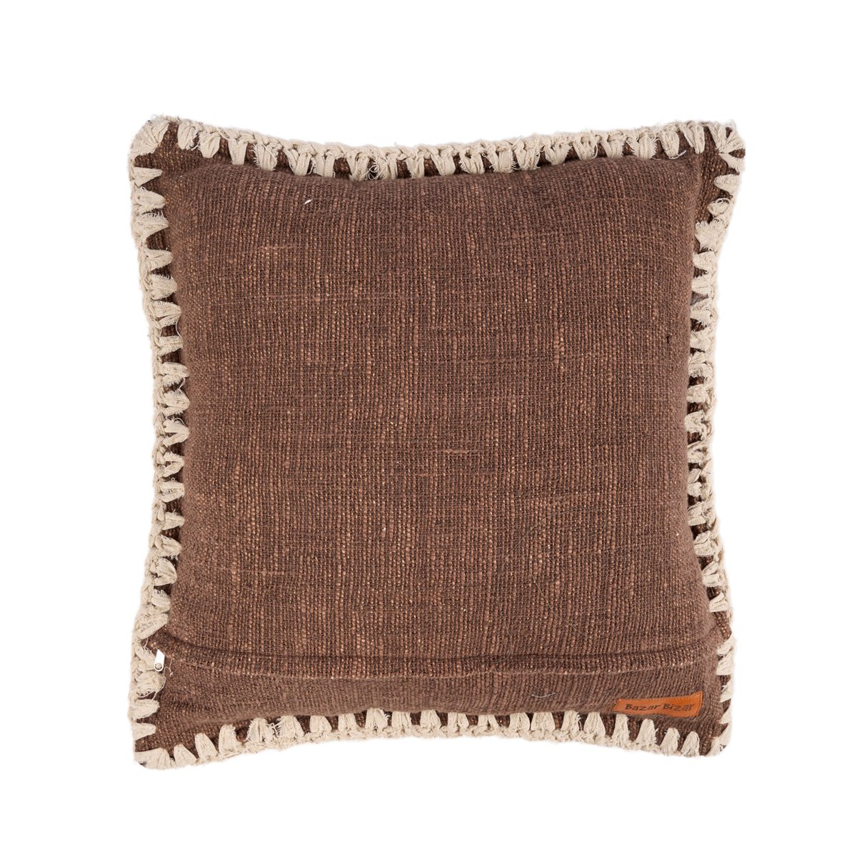 Housse de coussin en coton ESPRESSO brun écru, BAZAR BIZAR