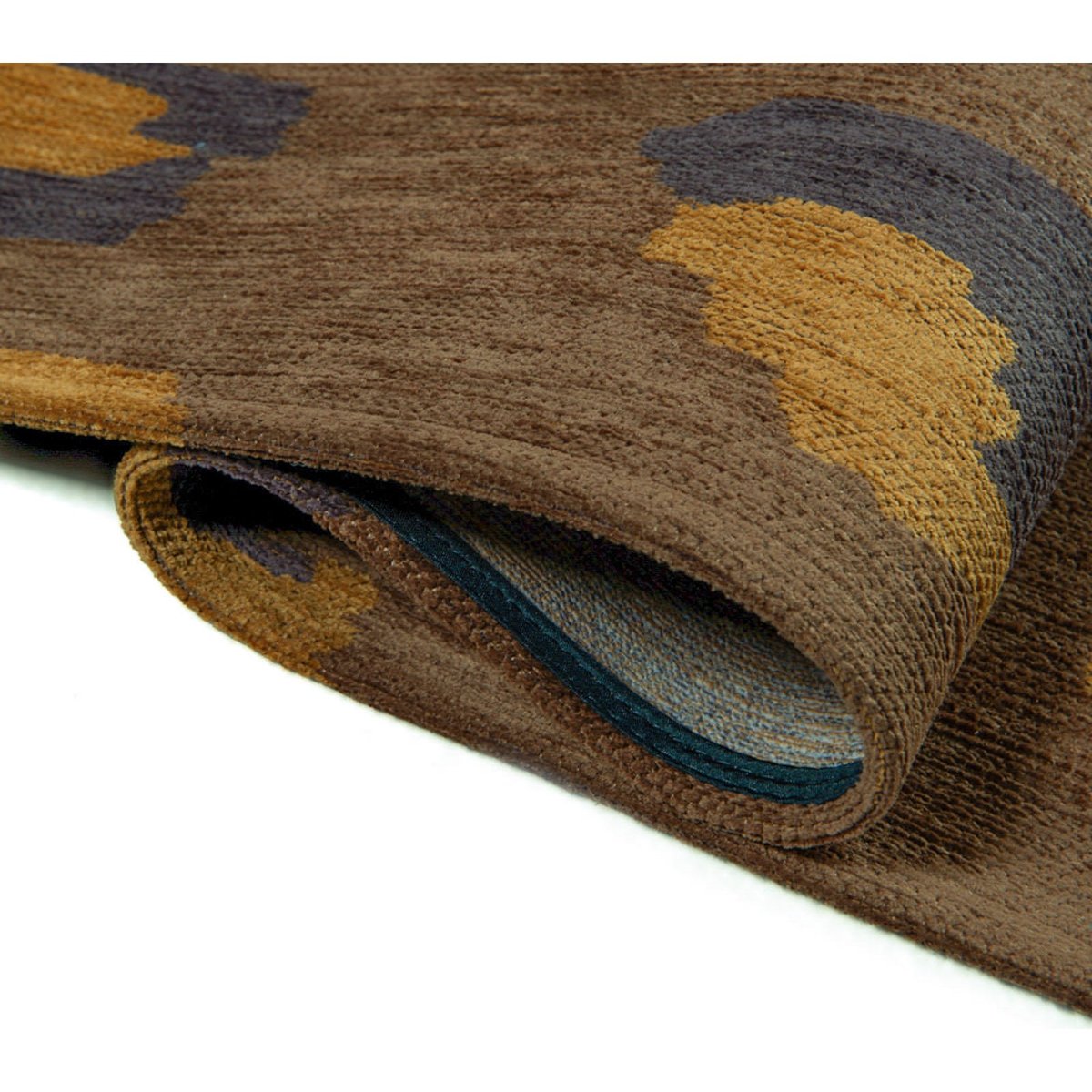 Tapis intérieur extérieur jacquard, LEO marron terreux avec touches ocre et ardoise, RECOLLECTION