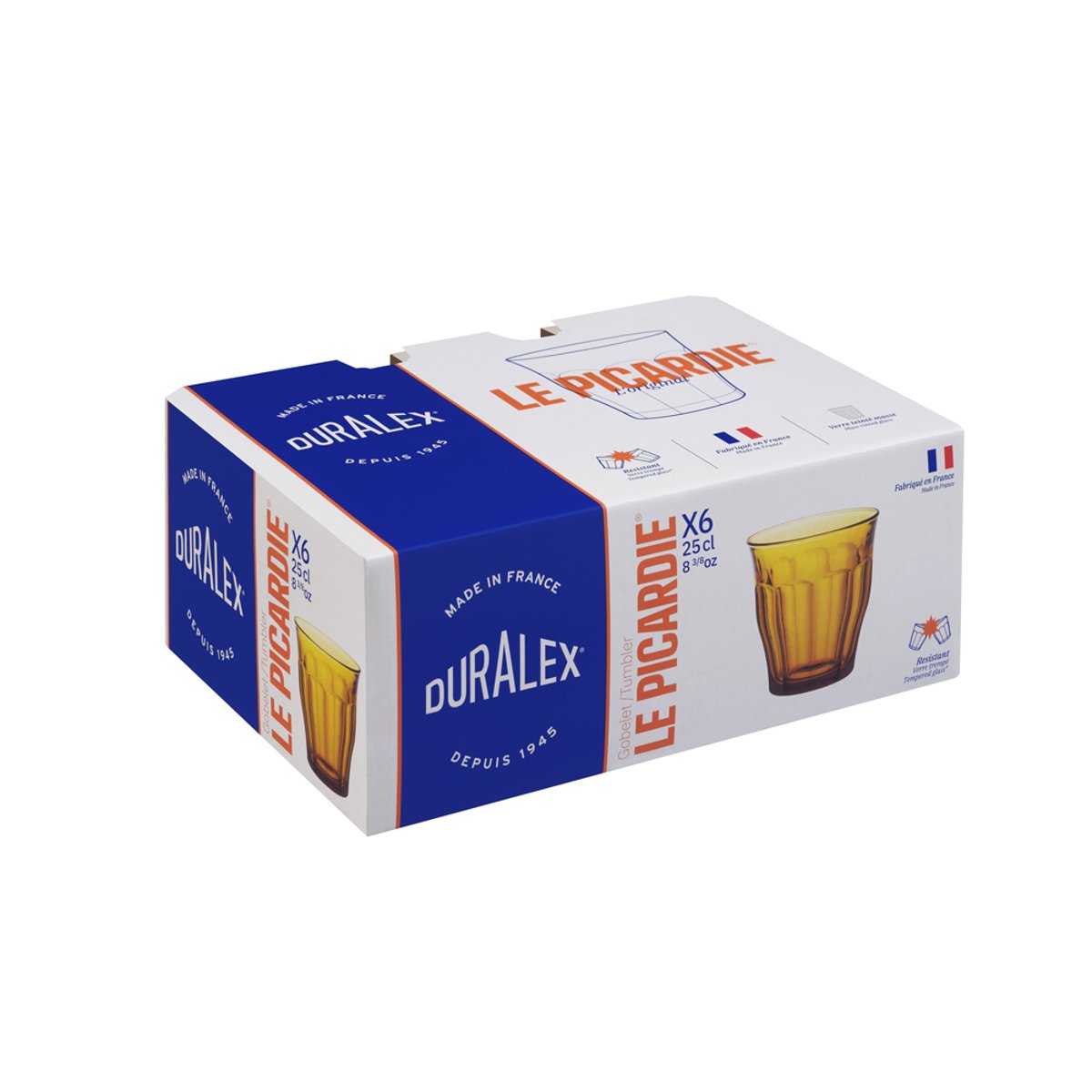 Verre à eau 25cl (Lot de 6) PICARDIE jaune, DURALEX