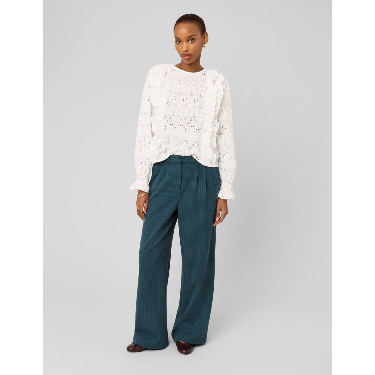 Pantalon tailleur en polyester recyclé vert, BZB