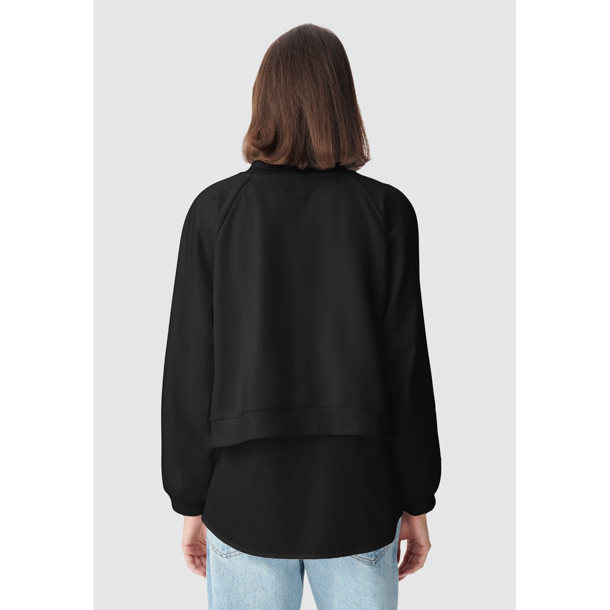 Sweat bi-matière trompe-l'oeil chemise noir, IKKS