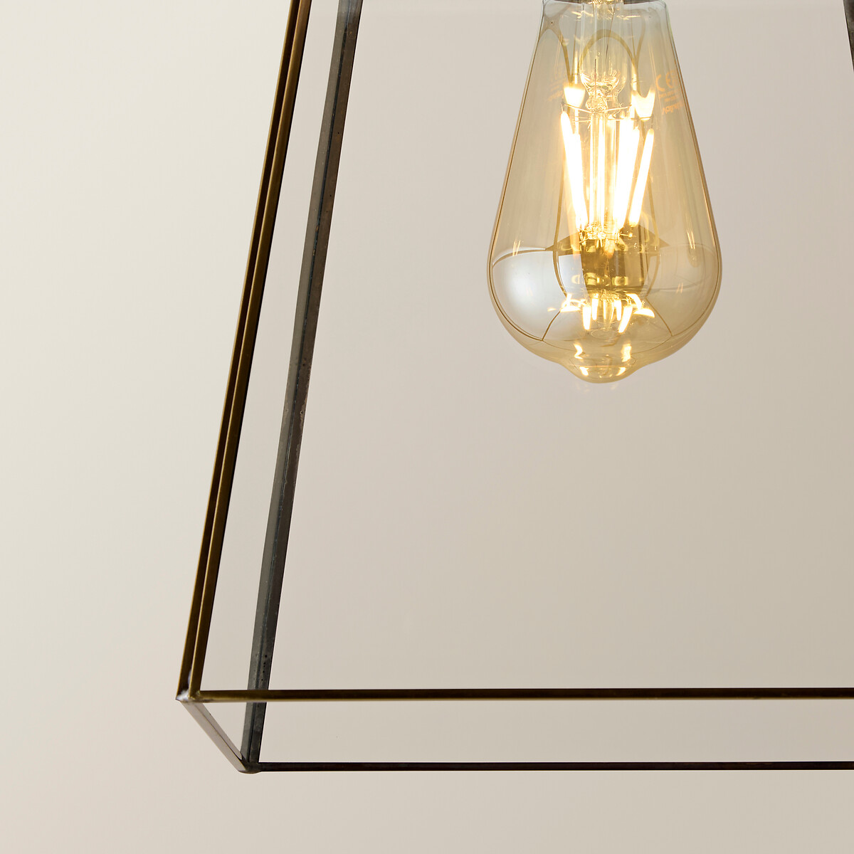 Sylvia Glass Lantern Pendant Light in Antique Brass transparent, SO'HOME