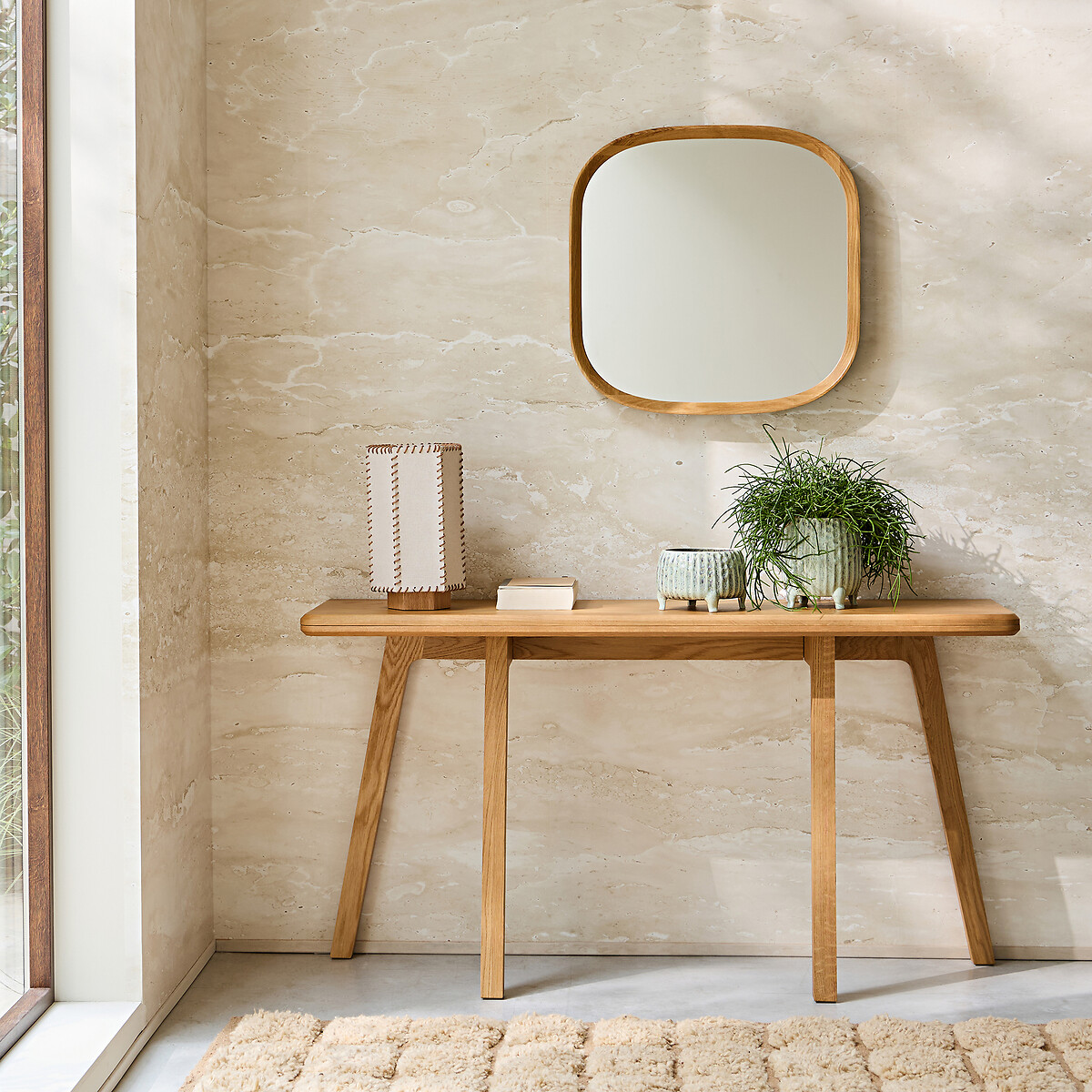 Orion H60cm Solid Oak Organically Shaped Mirror natural, AM.PM