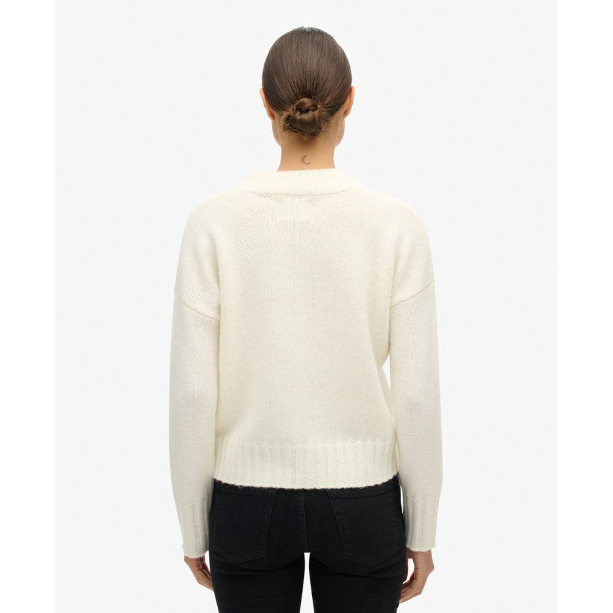 Pull à col cheminée Essential blanc vif, SUPERDRY