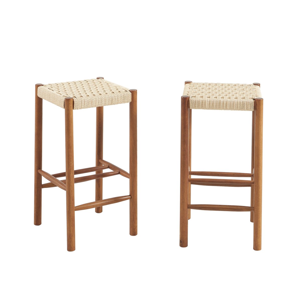 Lot de 2 tabourets en chêne ELLIO noyer, SORELH