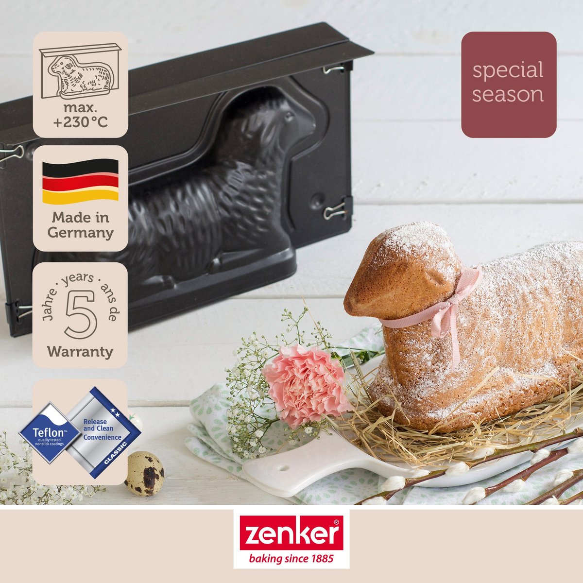 Lot de 2 moules à gâteaux 3D en forme d'agneau pascal noir, ZENKER