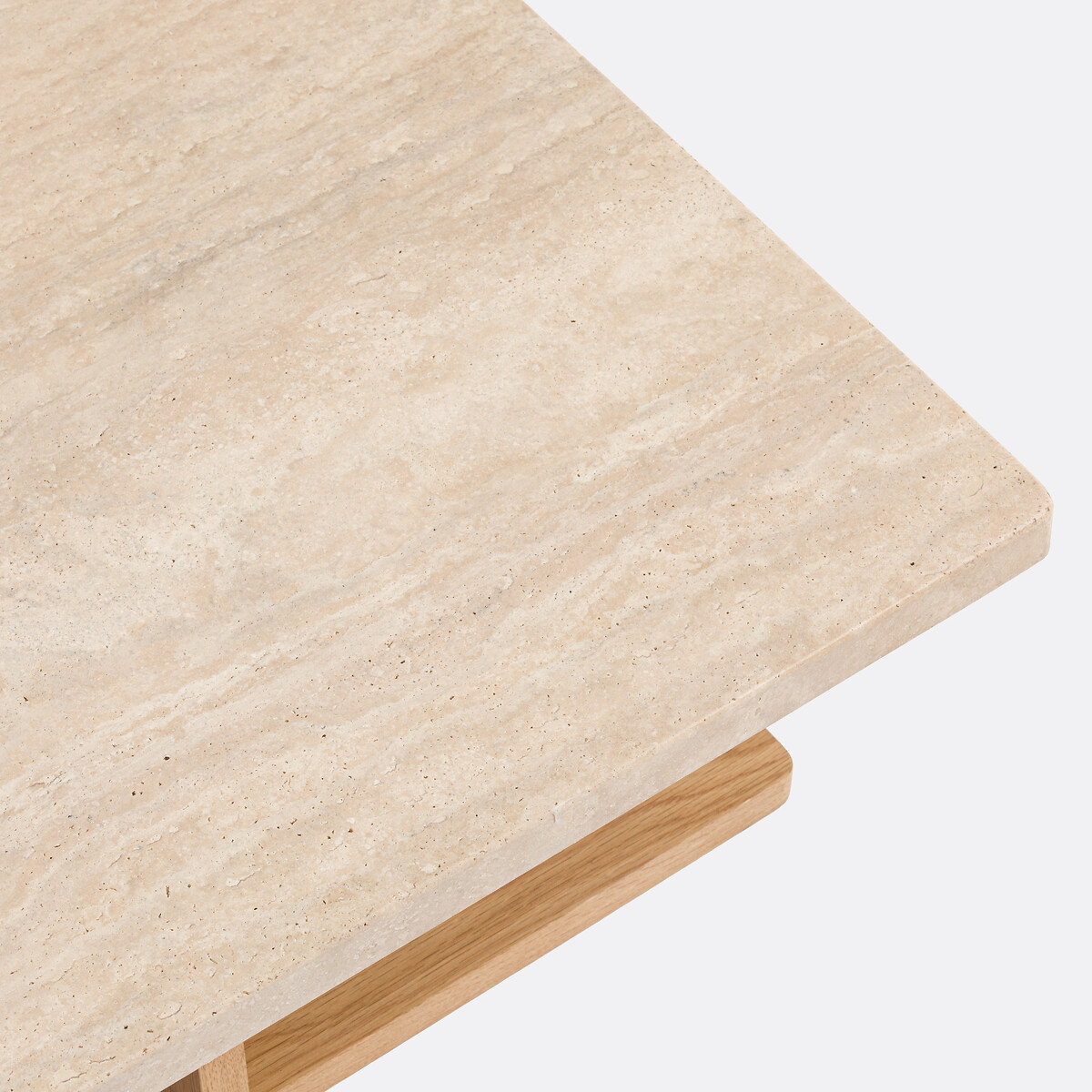 Table basse XL, en travertin et plaqué chêne, largeur 120 cm, CALISTE travertin, LA REDOUTE INTERIEURS