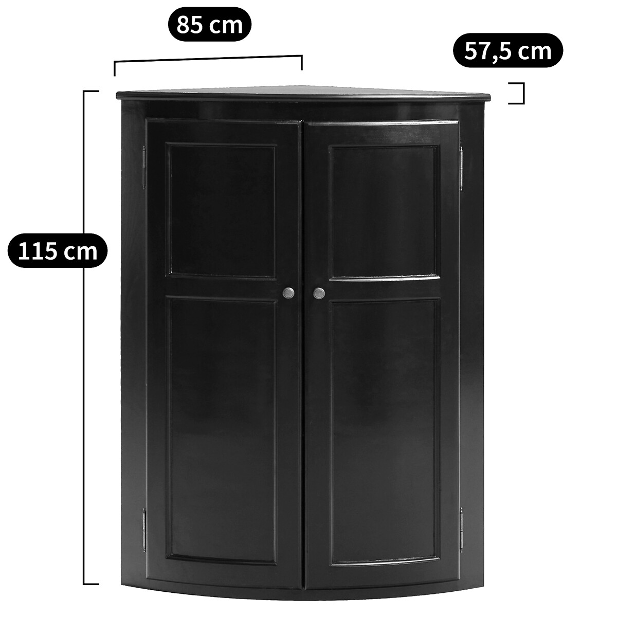 Meuble d'angle haut, Pile, 2 portes noir, AM.PM