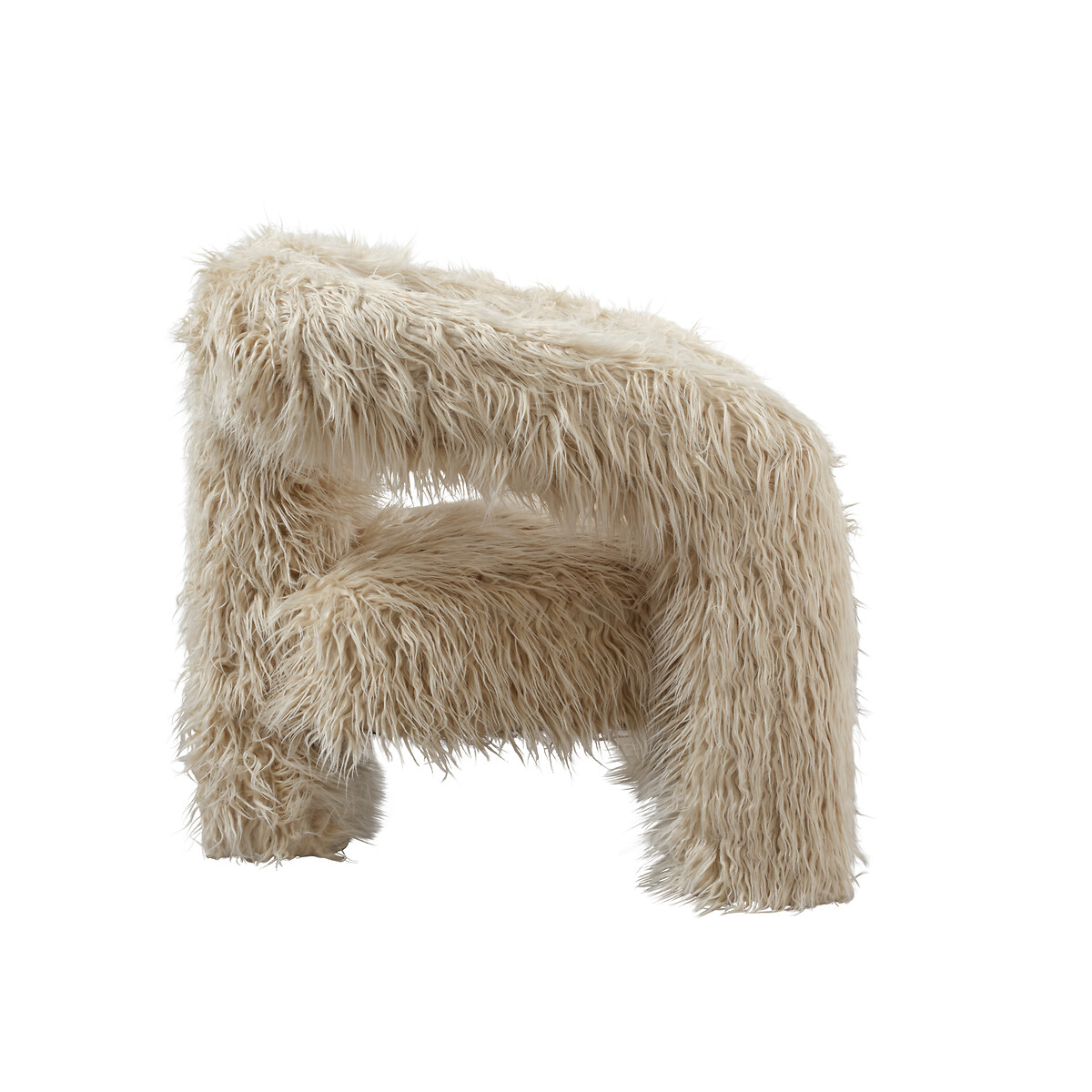 Katrin Faux Fur Sculptural Accent Chair ivory, SO'HOME