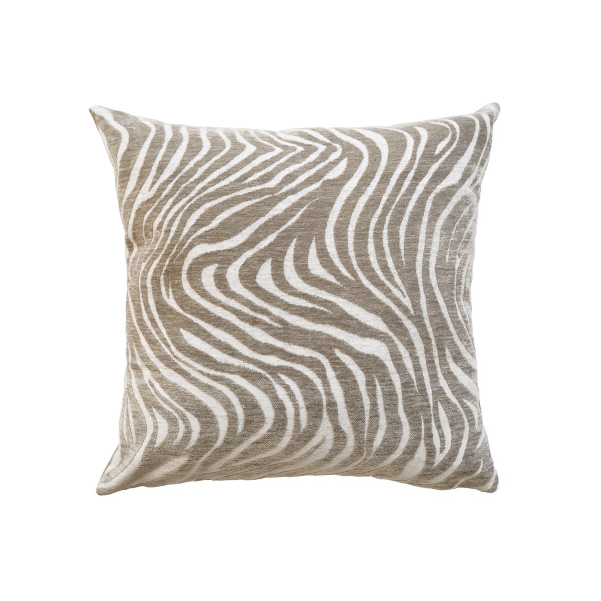 Coussin décoratif carré en velours jacquard à motif zébré blanc, DOUCEUR D'INTÉRIEUR