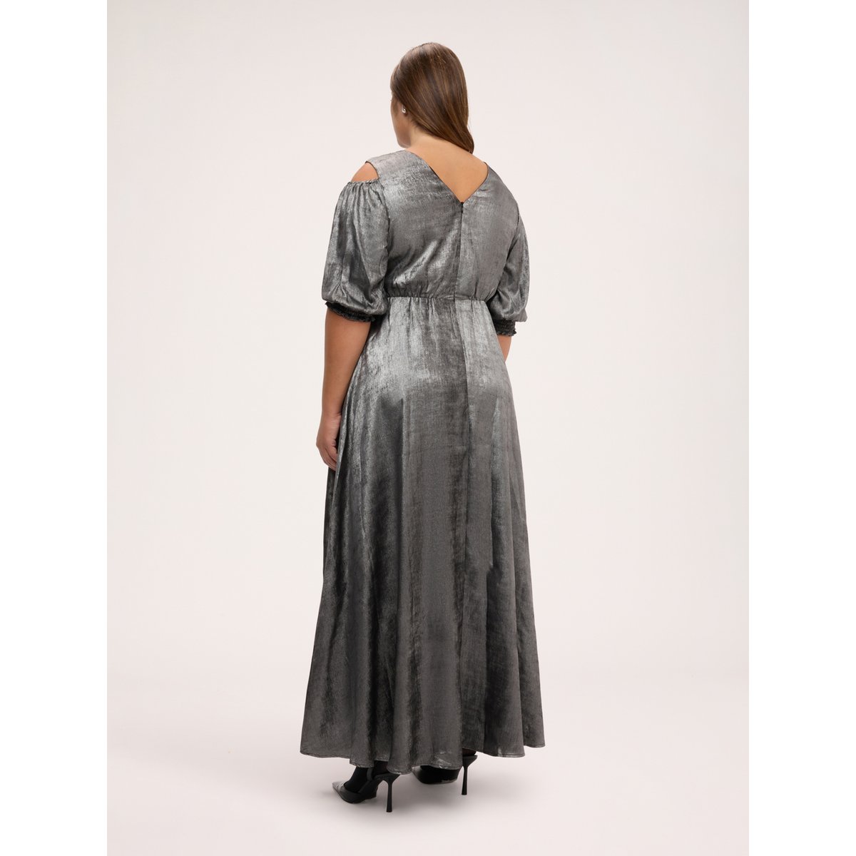 Robe croisée avec cut out gris, FIORELLA RUBINO