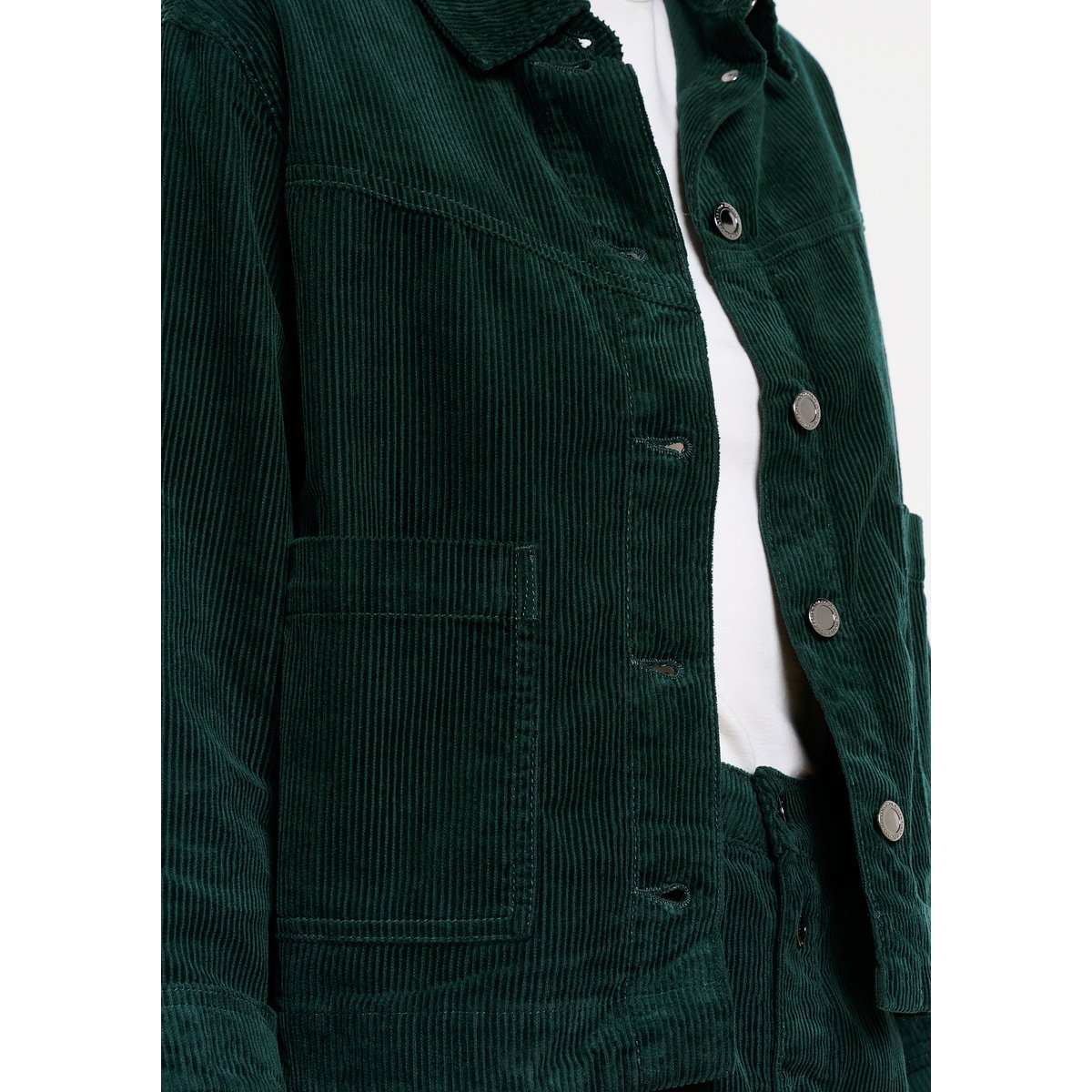 Veste courte en velours côtelé vert bouteille, LOLALIZA