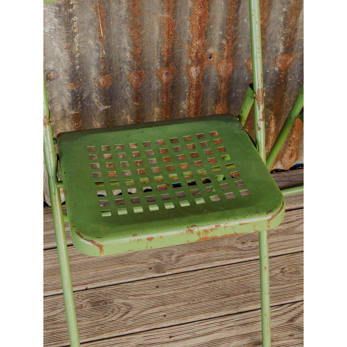 Lot de 3 chaises en métal vert Alma N°2101 - Bon état vert, DEBONGOUT