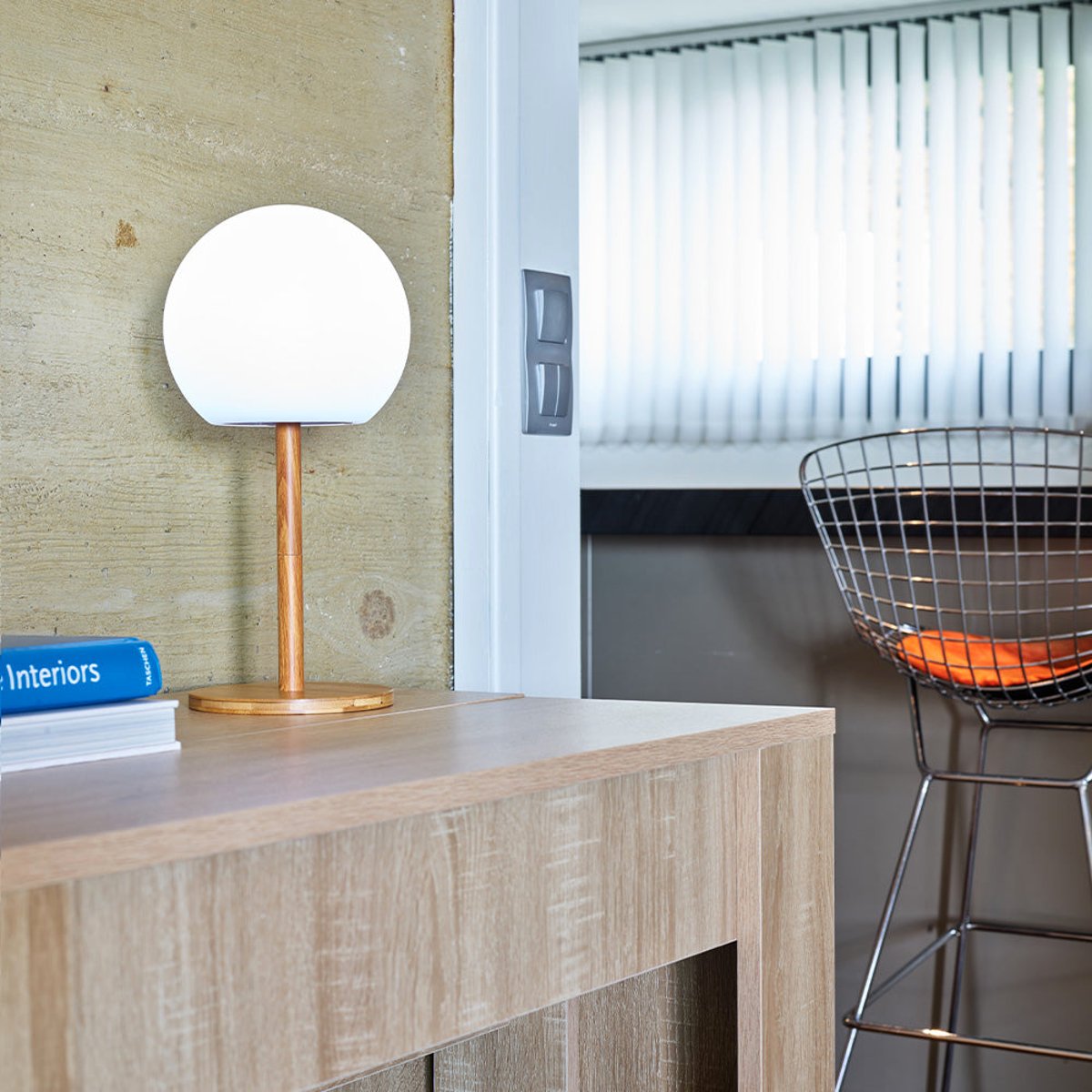 Lampe de table sans fil LUNY bois, LUMISKY