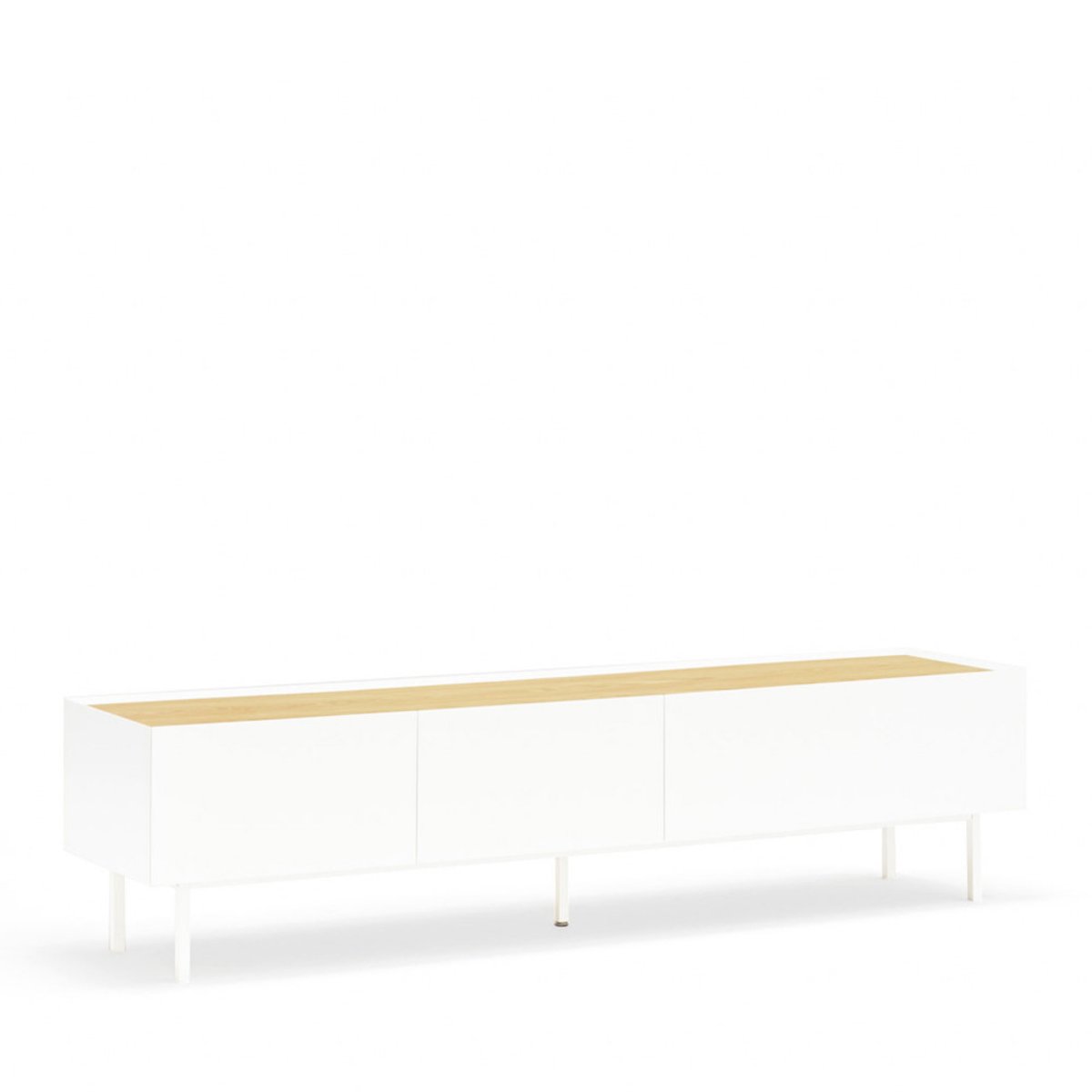 Meuble TV en bois 1 porte 2 tiroirs L180cm- ARISTA blanc, TEULAT