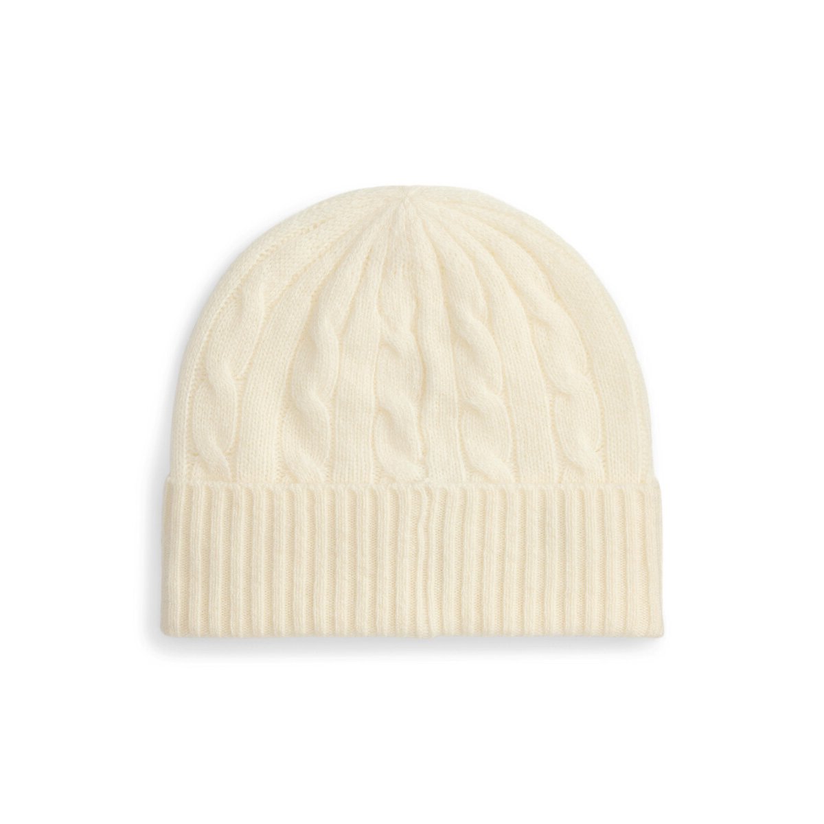 Wool and cashmere embroidered logo beanie cream, POLO RALPH LAUREN