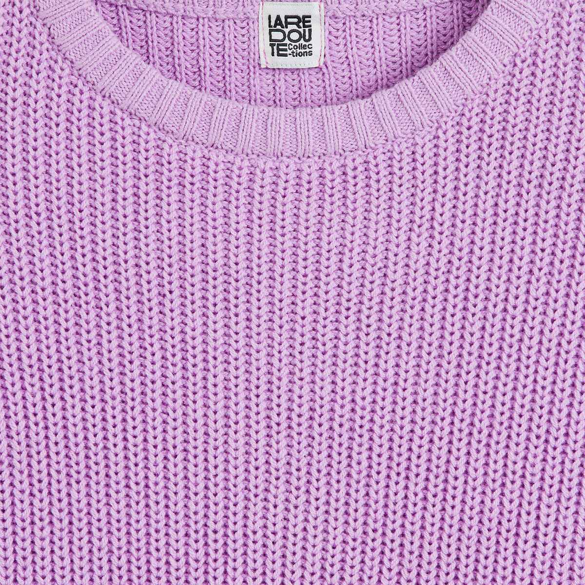 Chunky Knit Jumper with Crew Neck mauve, LA REDOUTE COLLECTIONS