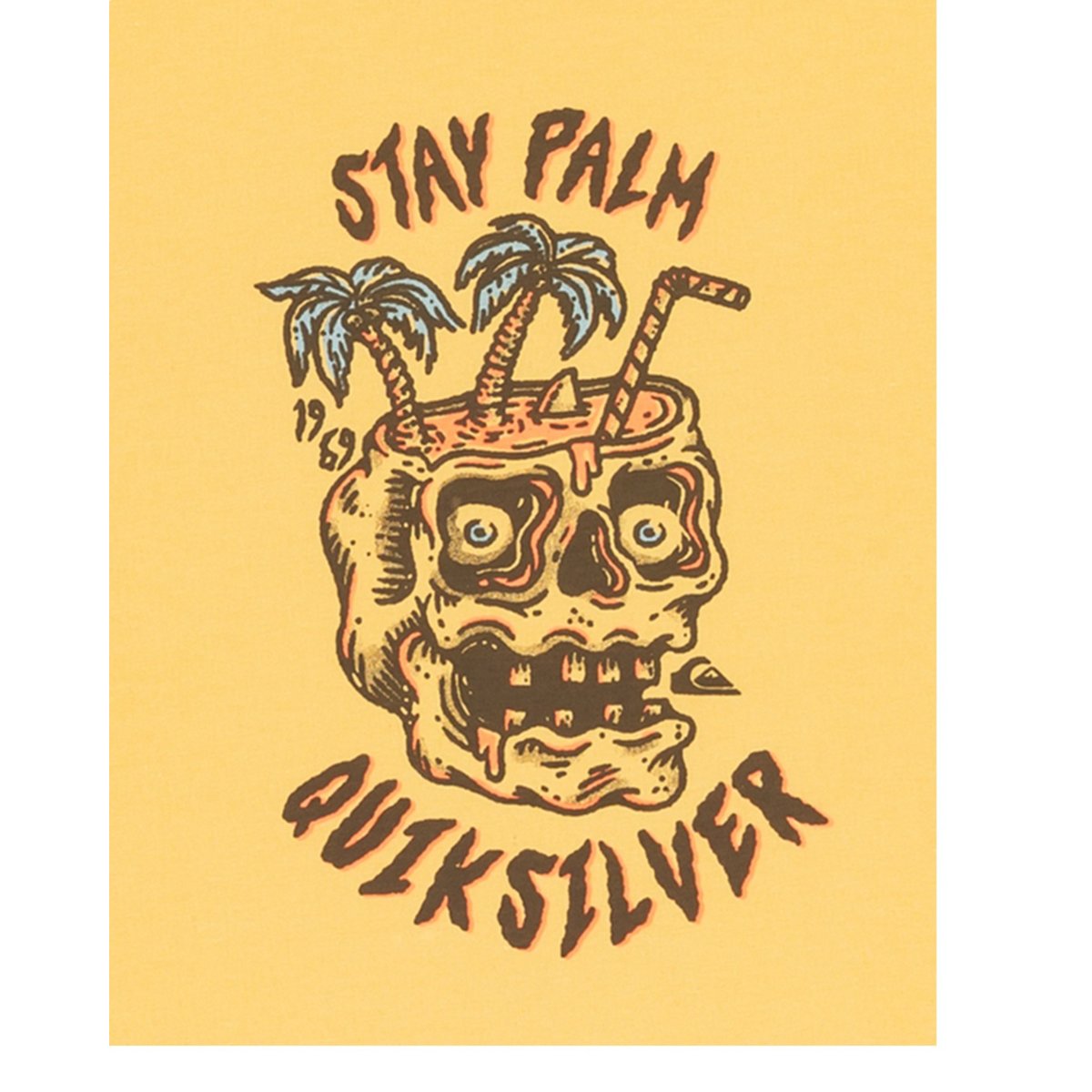 T-shirt manches courtes, imprimé tête de mort jaune rattan, QUIKSILVER