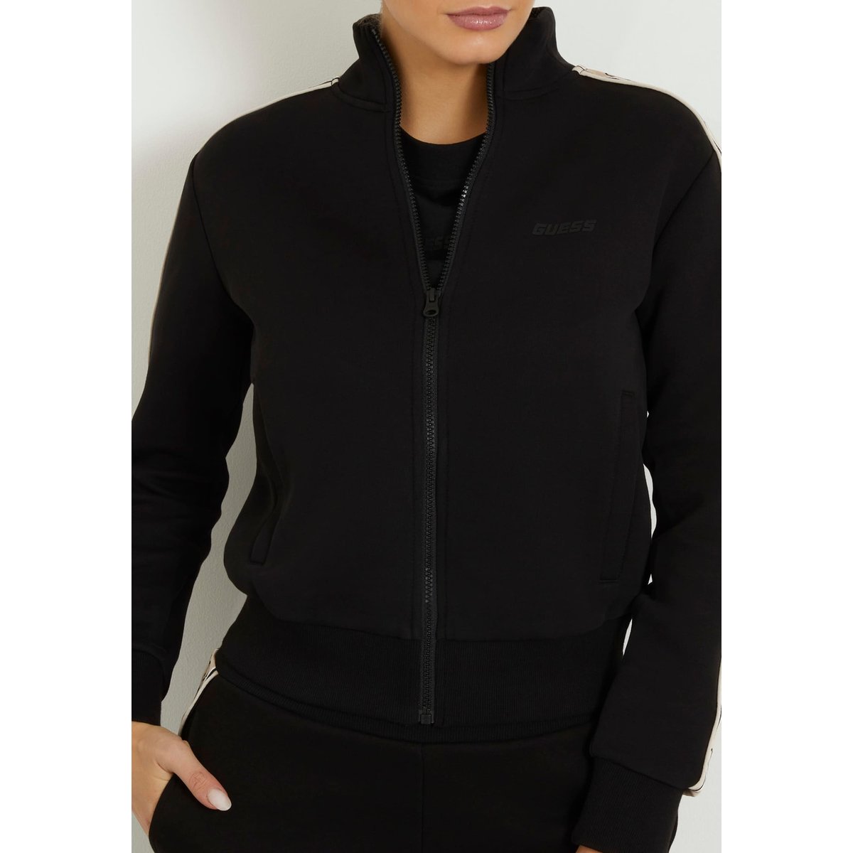 Sweat-Shirt À Bande Logo Sur Le Côté noir, GUESS