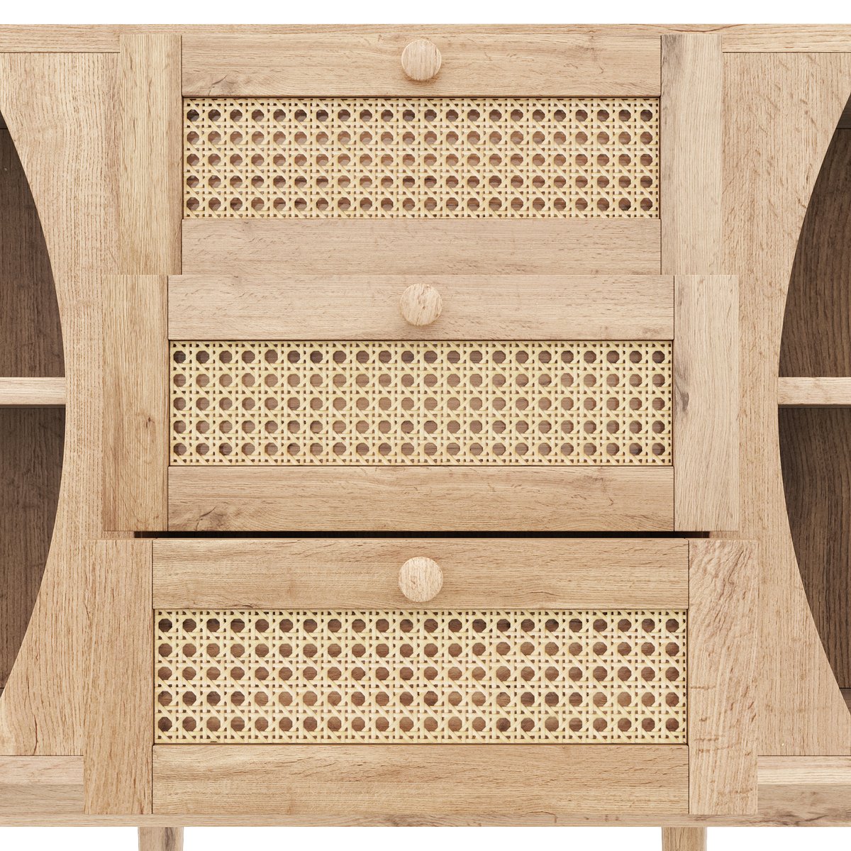 Armoire de rangement avec 2 portes 4 couches et 3 tiroirs ovale style scandinave, KIMIA Armoire chêne, MEUBLES COSY