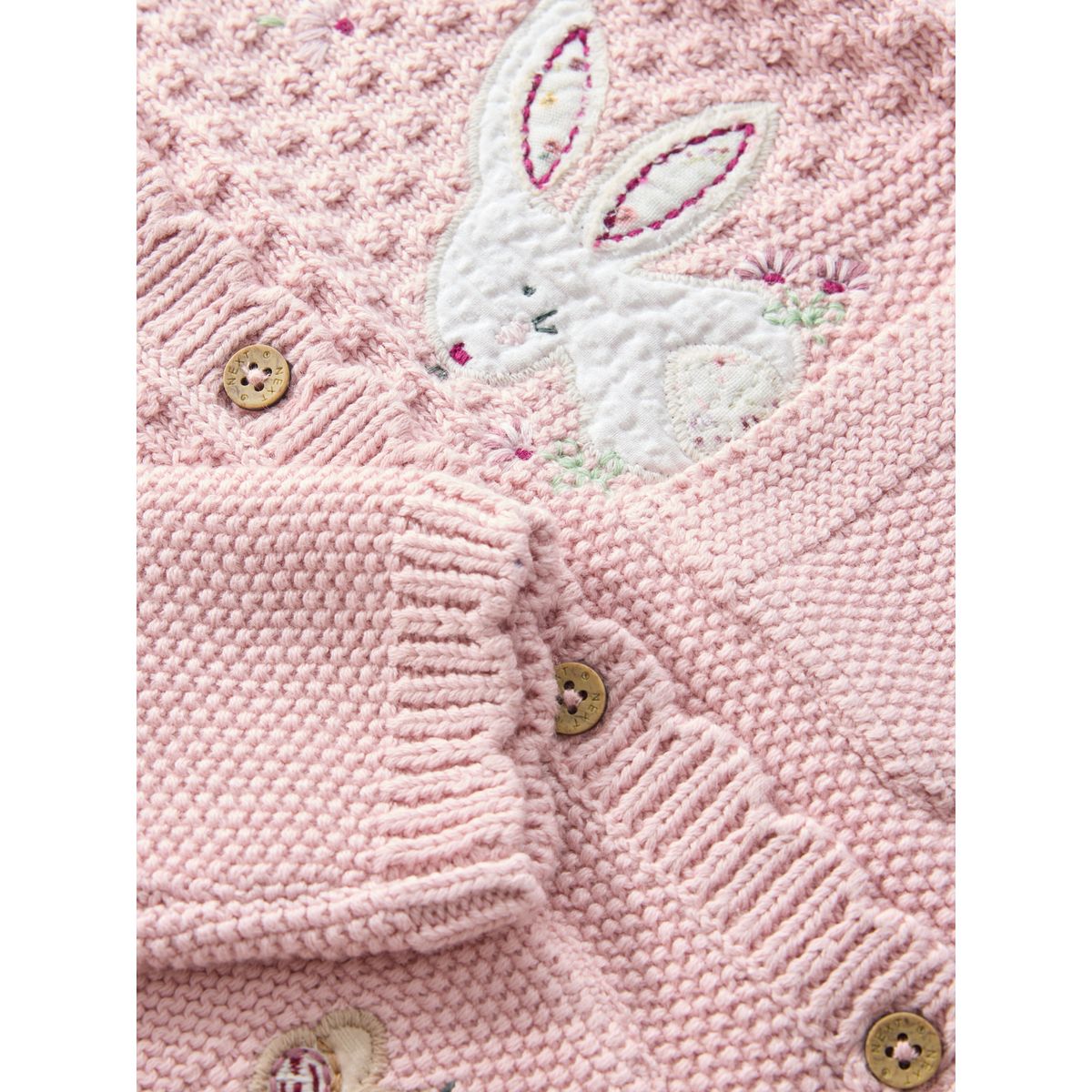 Cardigan bébé en maille lapin rose brodé, NEXT