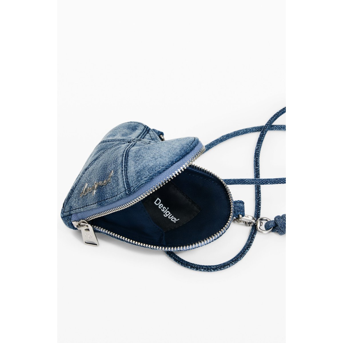 Petit porte-monnaie cœur à bandoulière bleu, DESIGUAL