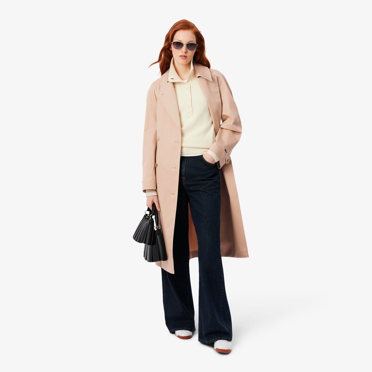 Trench long à double boutonnage beige-x6f, LACOSTE