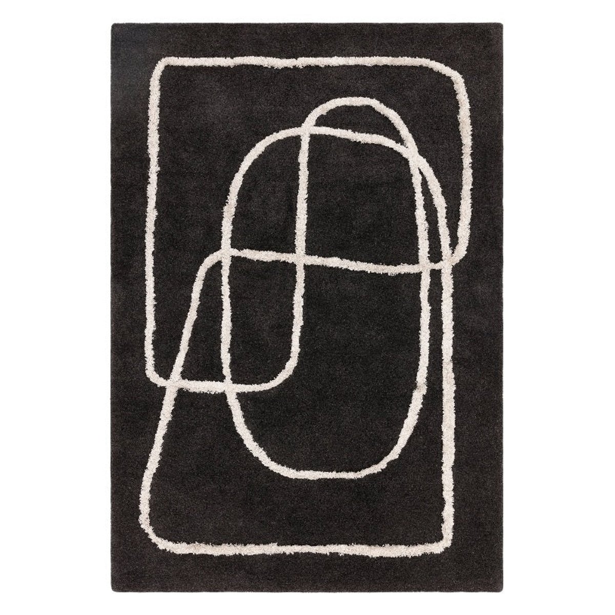 Tapis salon et chambre moderne en laine ETERNITY noir, NOVATREND